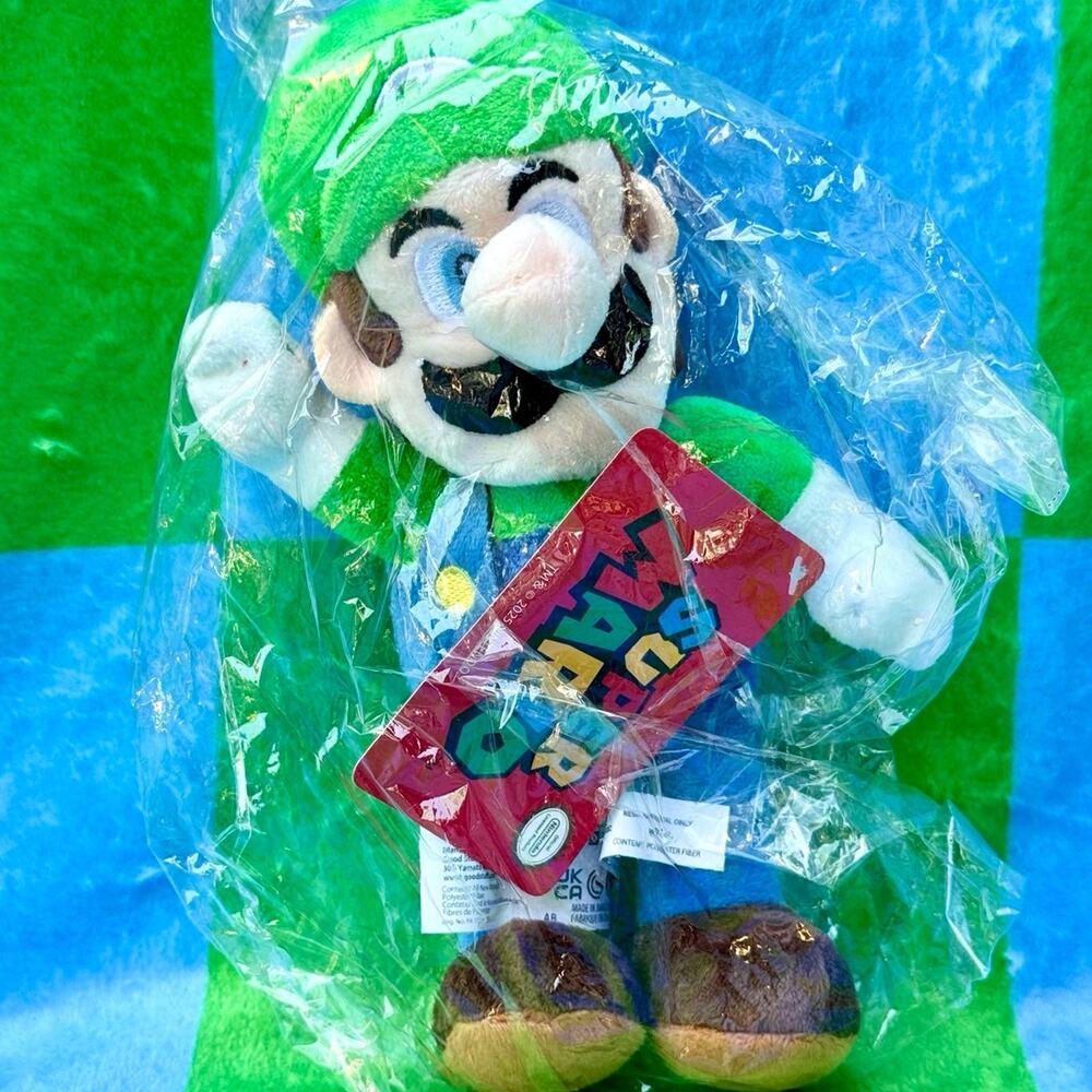 Luigi Plush SEALED With Tag Jump Posed From Super Mario Bros